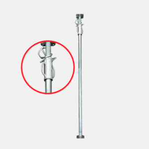 Escoramento de ferro ajustável utilizado para sustentação provisória em obras.